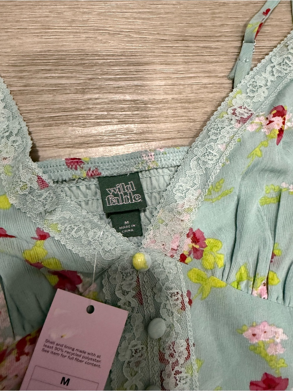 wild fable Mint Green Floral Lace-Trim Cami - Picture 6 of 12